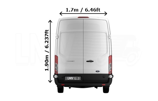 Extra Large Van and Man in Northolt - Back View Dimension