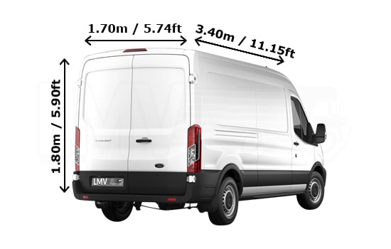 Large Van and Man in Uxbridge - Back View Dimension