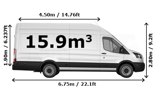 Extra Large Van and Man in Hornsey - Side View Dimension