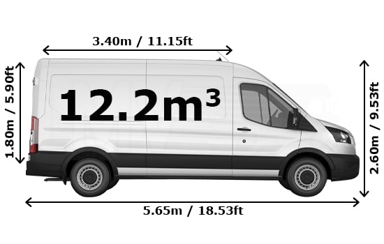 Large Van and Man in Dartford - Side View Dimension